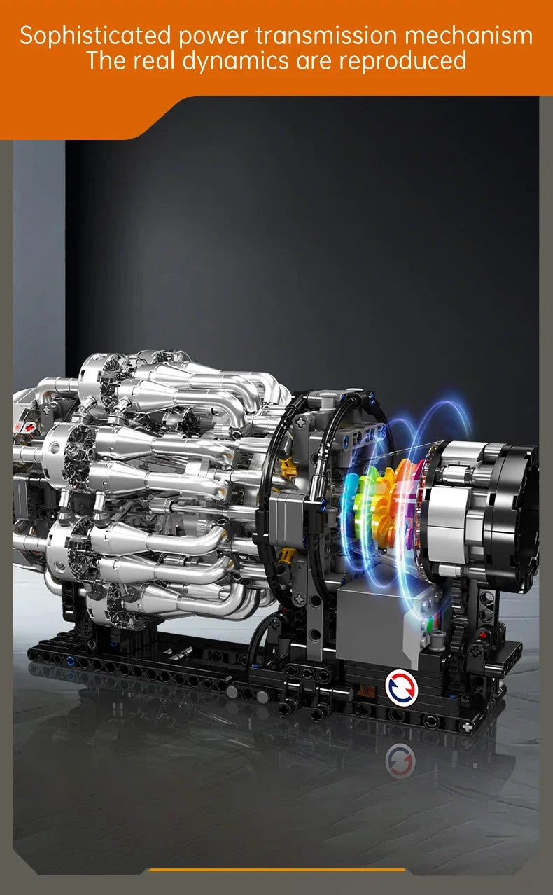 MOULD KING 10216 Turbojet Engine Building Blocks Kit 1214PCS Aviation Model STEM Rotating Turbine for Adults Advanced Builders