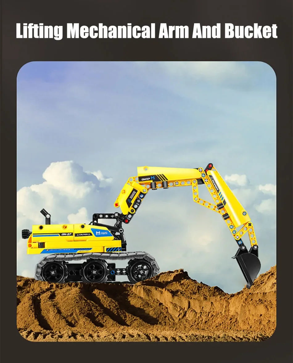 Technical 3 IN 1 City Engineering Car Excavator Bulldozer Transform RC Robot Model Building Blocks Bricks Toys For Children Gift