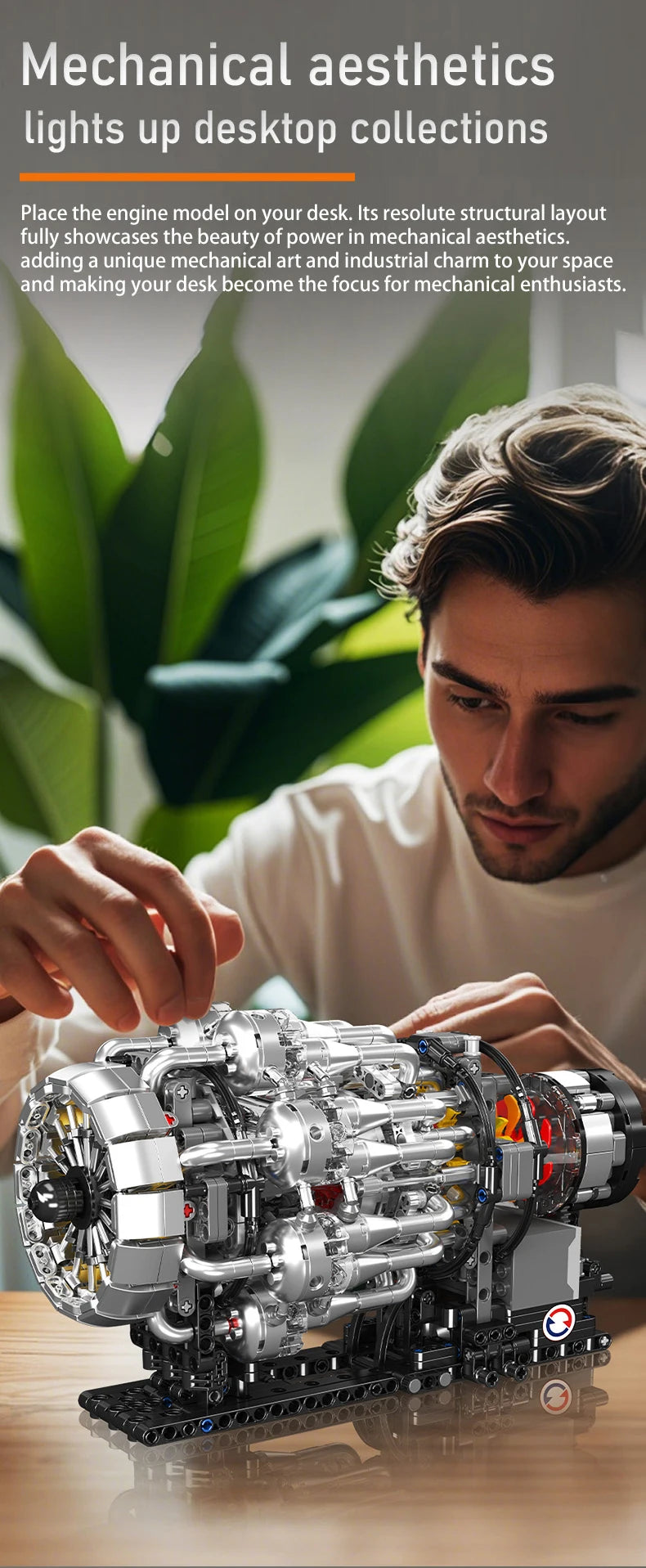 MOULD KING 10216 Turbojet Engine Building Blocks Kit 1214PCS Aviation Model STEM Rotating Turbine for Adults Advanced Builders