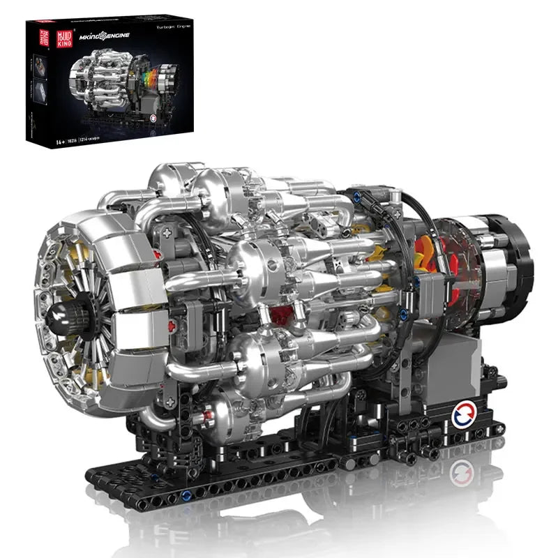 MOULD KING 10216 Turbojet Engine Building Blocks Kit 1214PCS Aviation Model STEM Rotating Turbine for Adults Advanced Builders