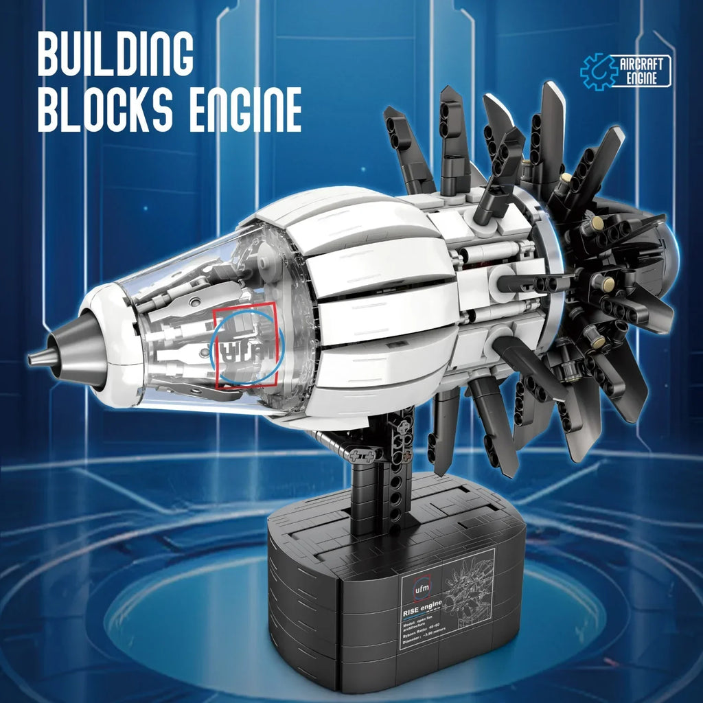 1351PCS Aircraft Engine Building Blocks Technology Electronic Model Bricks Desktop Ornaments Kids Educational Toys Holiday Gifts