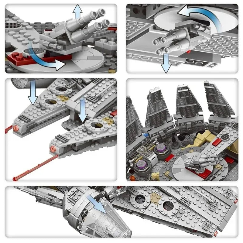 In Stock Falcon Spaceship Bricks Block Toy for Boys Gift for Kids Millennium Model Building Kits for Constructor Legoing 75105