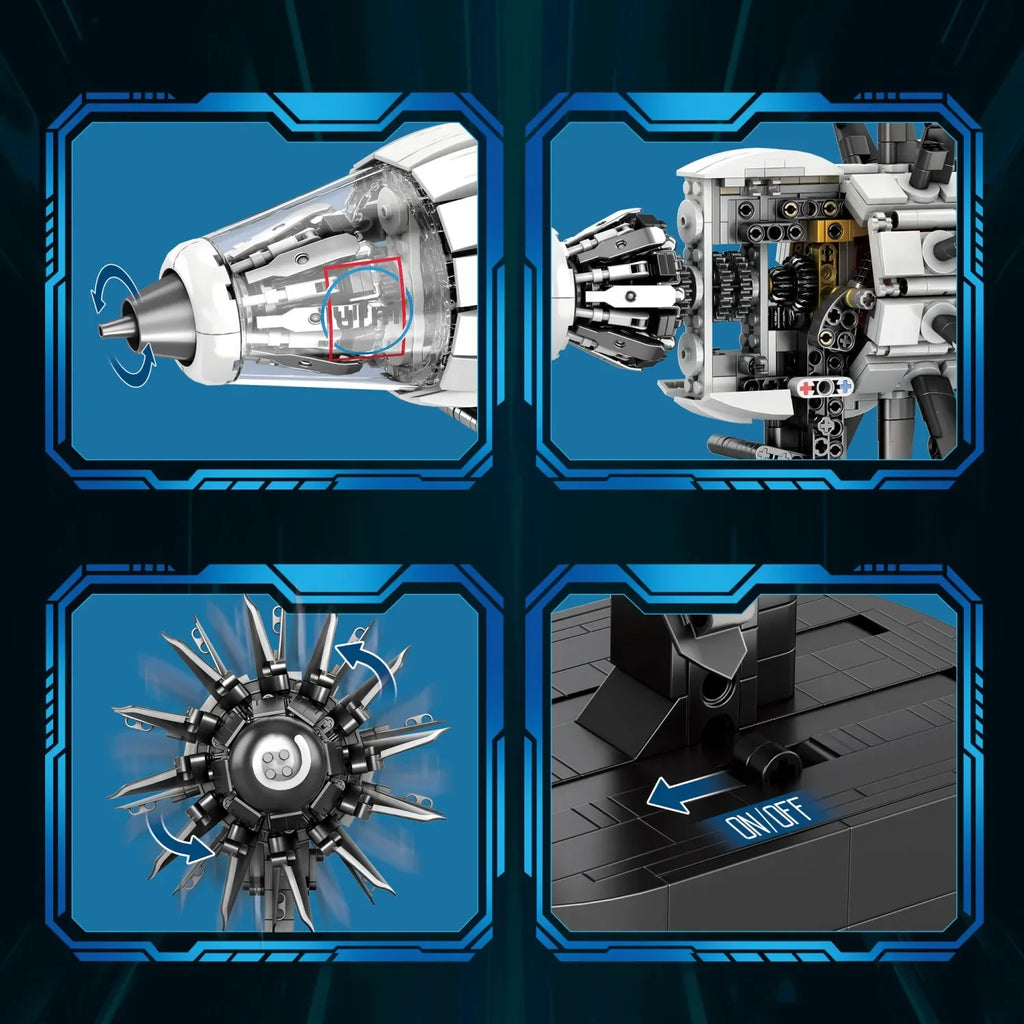 1351PCS Aircraft Engine Building Blocks Technology Electronic Model Bricks Desktop Ornaments Kids Educational Toys Holiday Gifts