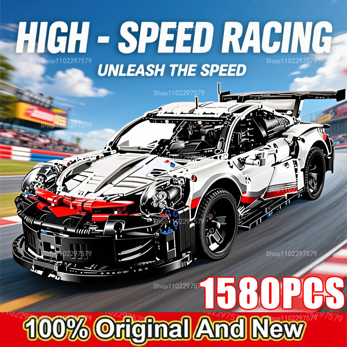 Carro de Corrida Técnico Blocos 1580 Peças - Escala 1:8 RC/LED | Blockz