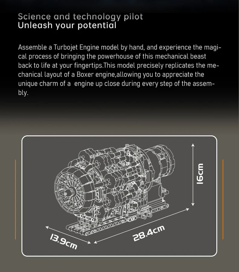 MOULD KING 10216 Turbojet Engine Building Blocks Kit 1214PCS Aviation Model STEM Rotating Turbine for Adults Advanced Builders