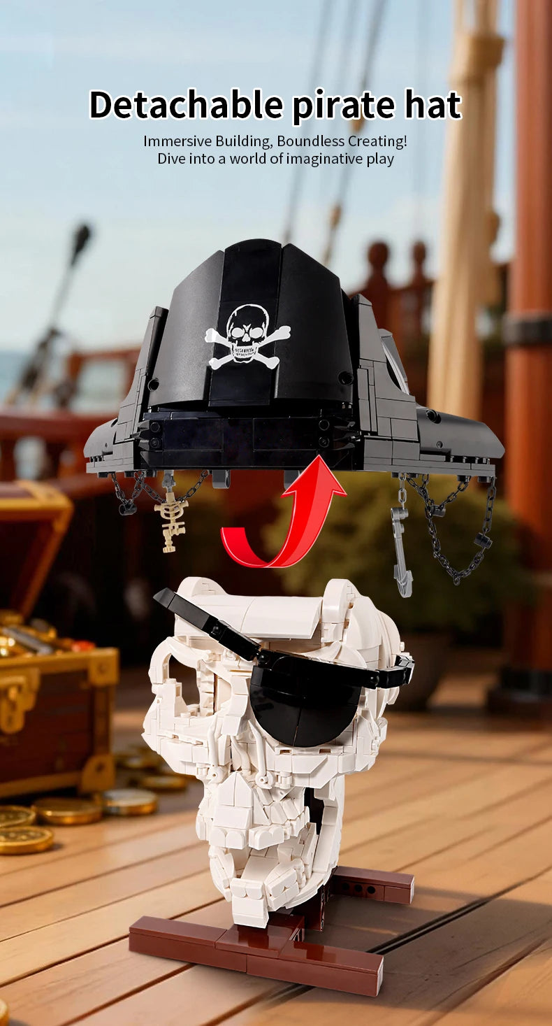 1167PCS Pirate Skull Double-Edged Cutlass Building Blocks Toys Home Decoration Ornaments Assembly Bricks Gifts For Kids Adults