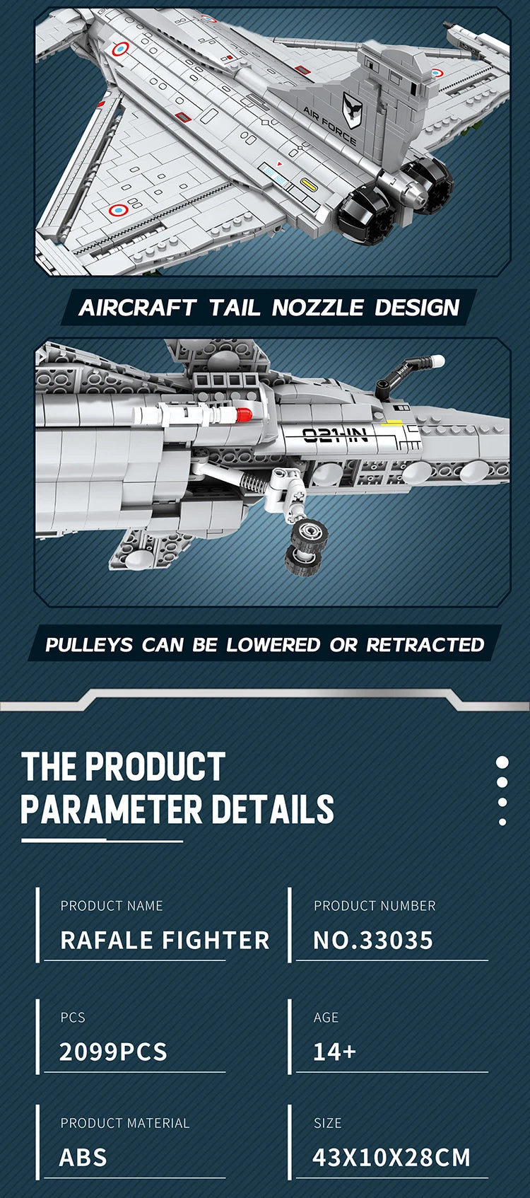 2099PCS Rafale Fighter Model Building Blocks Diy Military Plane Series Assembly Bricks Desktop Ornament Kids Toys Holiday Gifts