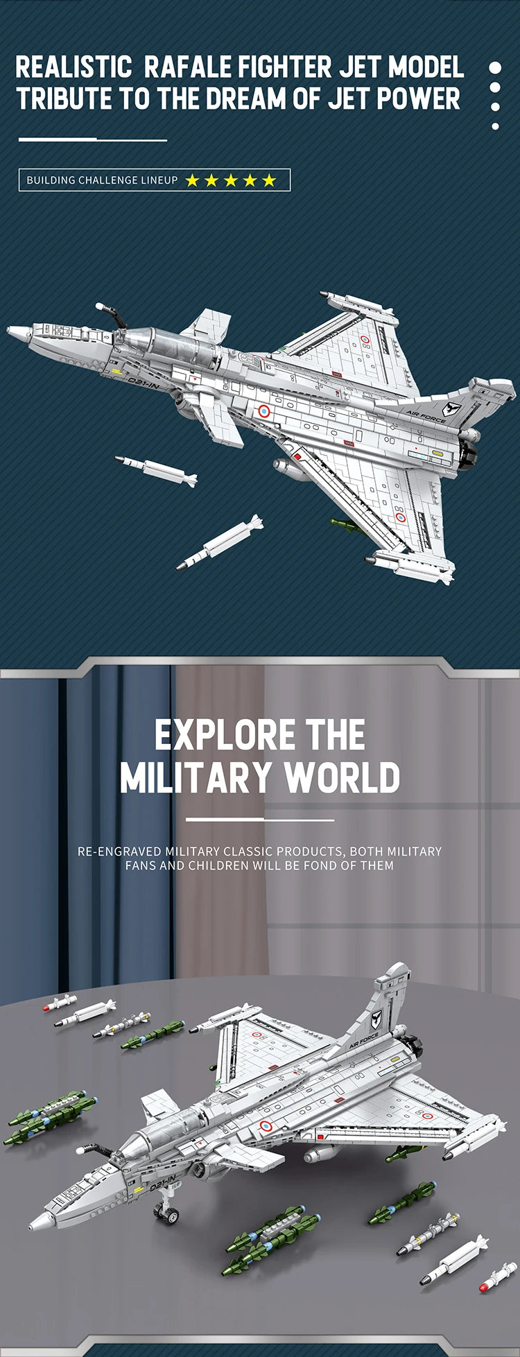 2099PCS Rafale Fighter Model Building Blocks Diy Military Plane Series Assembly Bricks Desktop Ornament Kids Toys Holiday Gifts