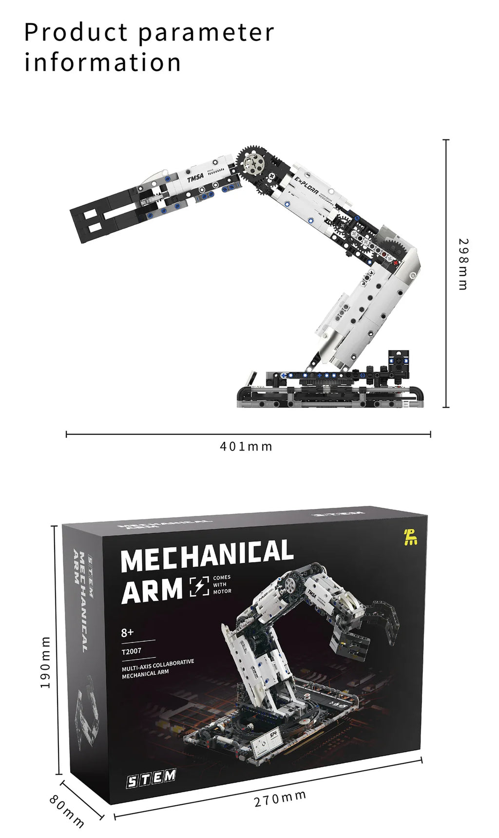 IN STOCK T2007 Technical Programming the Robotic Arm Building Blocks Bricks Assembling Model Toys for Boys Christmas Gifts Sets