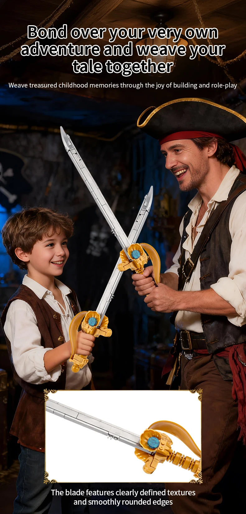 1167PCS Pirate Skull Double-Edged Cutlass Building Blocks Toys Home Decoration Ornaments Assembly Bricks Gifts For Kids Adults