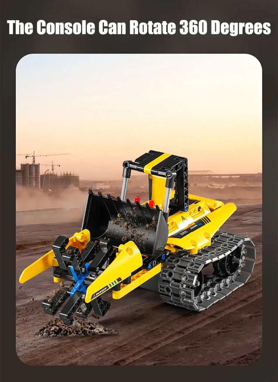 Technical 3 IN 1 City Engineering Car Excavator Bulldozer Transform RC Robot Model Building Blocks Bricks Toys For Children Gift