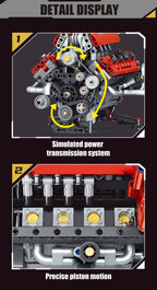 660Pcs MOC V8 Engine Model Motorized Kit with LED Lights Rechargeable APP Controlled Battery STEM Toy for Adults Kid K9620