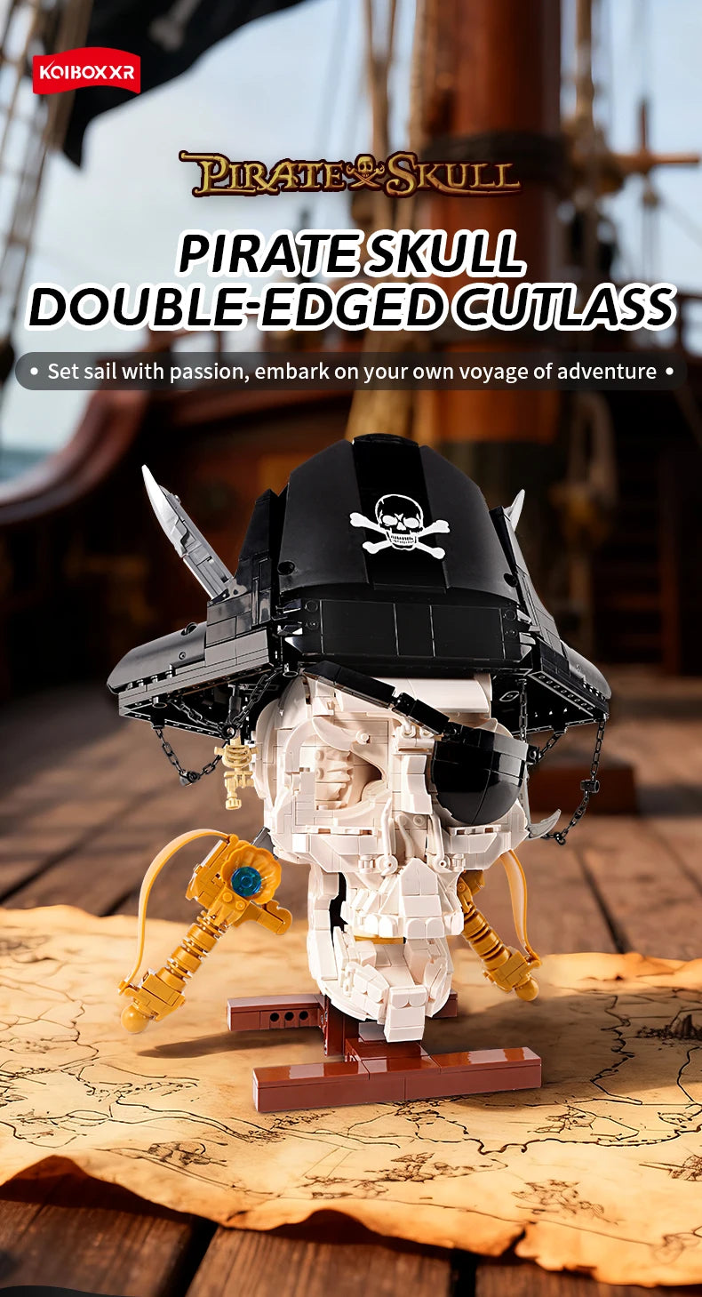 1167PCS Pirate Skull Double-Edged Cutlass Building Blocks Toys Home Decoration Ornaments Assembly Bricks Gifts For Kids Adults