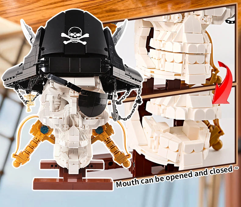 1167PCS Pirate Skull Double-Edged Cutlass Building Blocks Toys Home Decoration Ornaments Assembly Bricks Gifts For Kids Adults