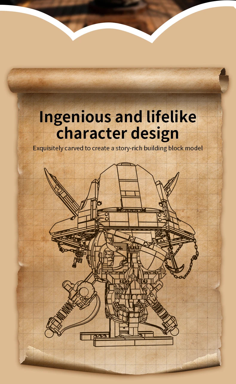 1167PCS Pirate Skull Double-Edged Cutlass Building Blocks Toys Home Decoration Ornaments Assembly Bricks Gifts For Kids Adults