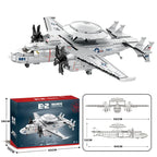 1144PCS E2 Early Warning Aircraft Building Blocks Military Air Force Fighter Plane Model Bricks Desktop Ornaments Kids Toys Gift