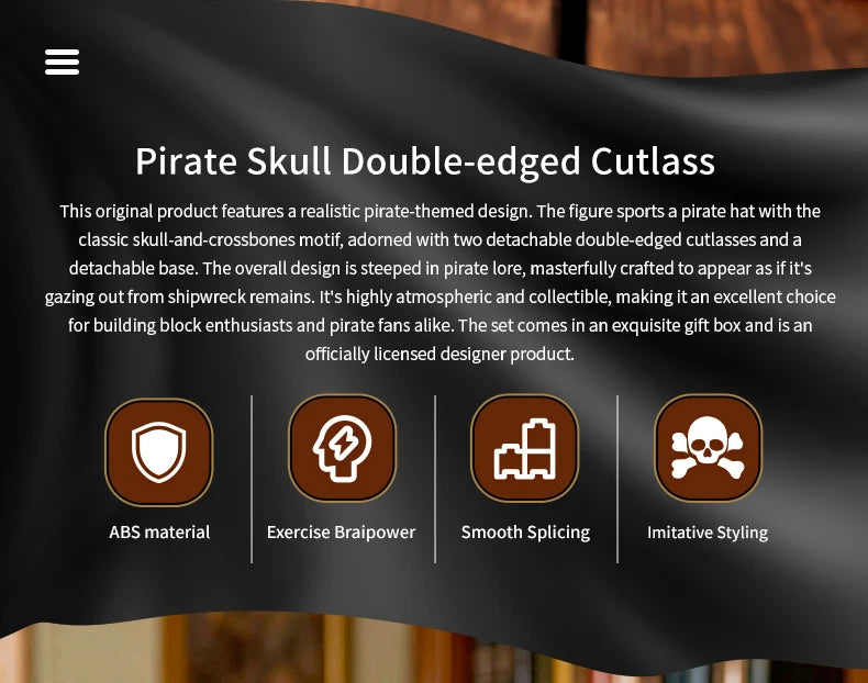 1167PCS Pirate Skull Double-Edged Cutlass Building Blocks Toys Home Decoration Ornaments Assembly Bricks Gifts For Kids Adults