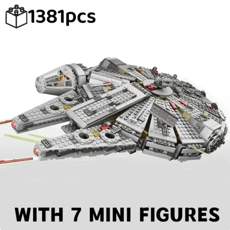 In Stock 1381 Pcs Space Millennium War Ship Spacecraft Set Falcon Alien MINI 75105 Figure Model Building Blocks Bricks Toy Gift