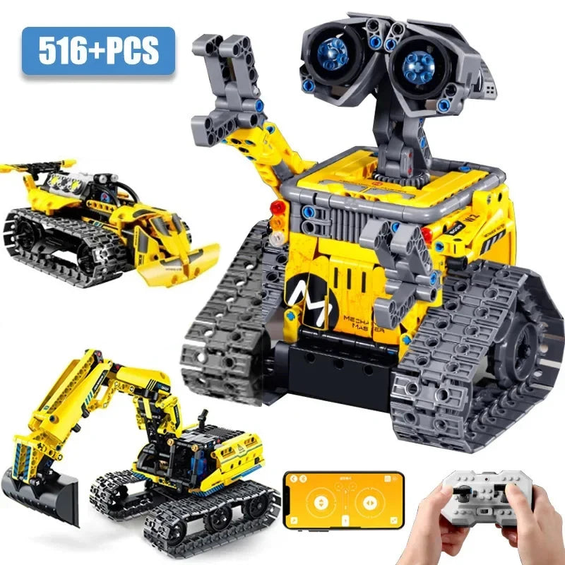 Technical 3 IN 1 City Engineering Car Excavator Bulldozer Transform RC Robot Model Building Blocks Bricks Toys For Children Gift
