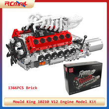 Mould King 10210 V12 Engine Model Kit DIY Mechanical Building Set STEM Educational Toy Mini Car Engine Replica