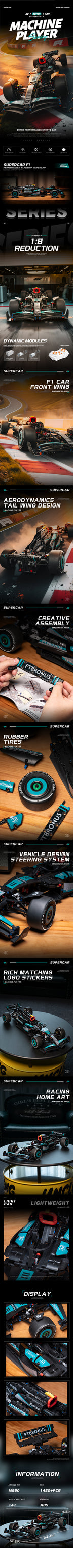 Mercedes W14 E Performance Blocos 1420 Peças - Carro F1 Técnico | Blockz