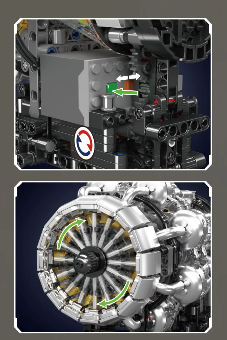 MOULD KING 10216 Turbojet Engine Building Blocks Kit 1214PCS Aviation Model STEM Rotating Turbine for Adults Advanced Builders