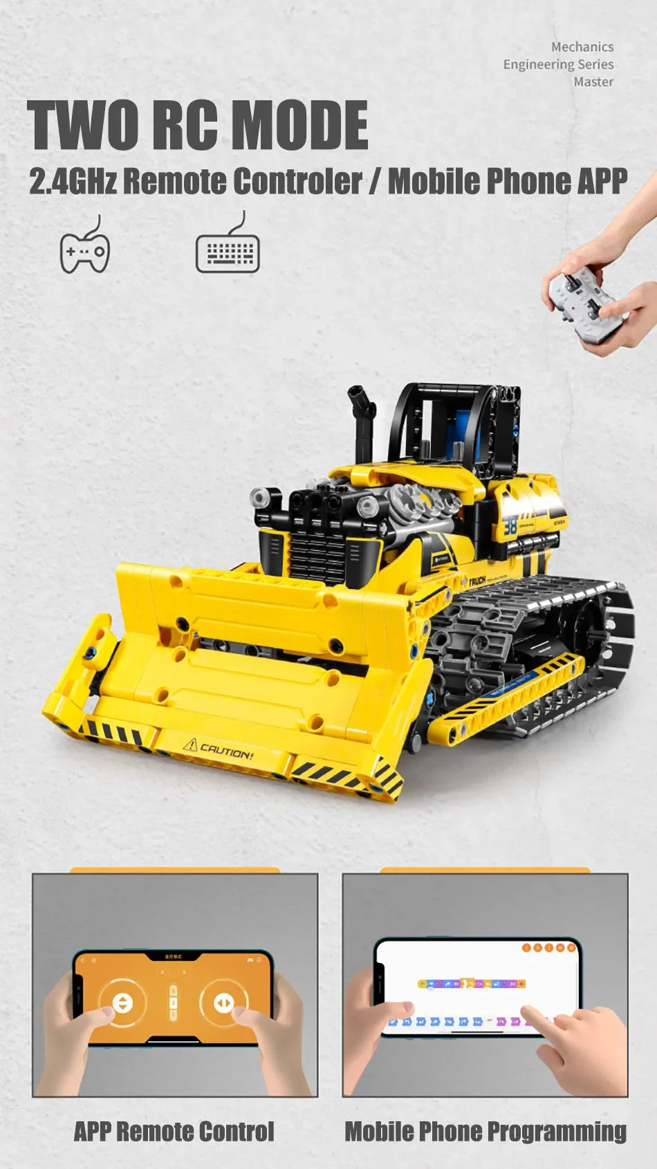 Technical 3 IN 1 City Engineering Car Excavator Bulldozer Transform RC Robot Model Building Blocks Bricks Toys For Children Gift