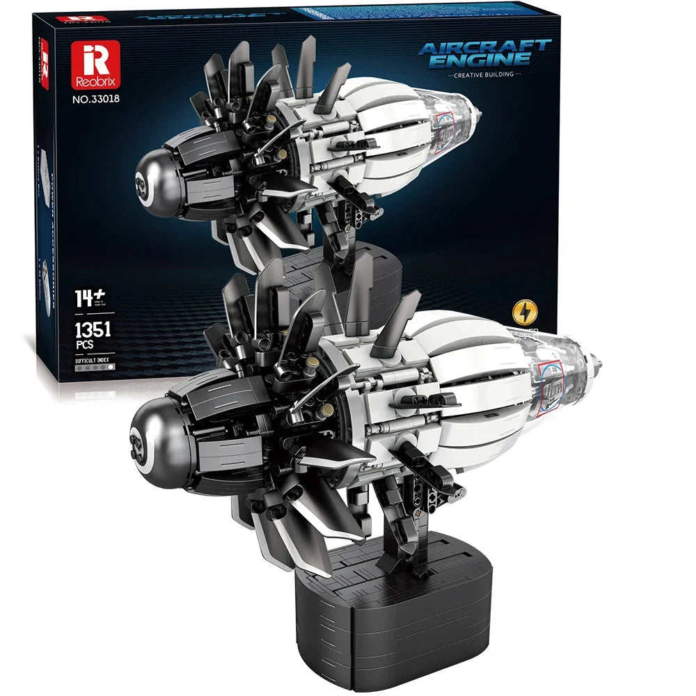 1351PCS Aircraft Engine Building Blocks Technology Electronic Model Bricks Desktop Ornaments Kids Educational Toys Holiday Gifts