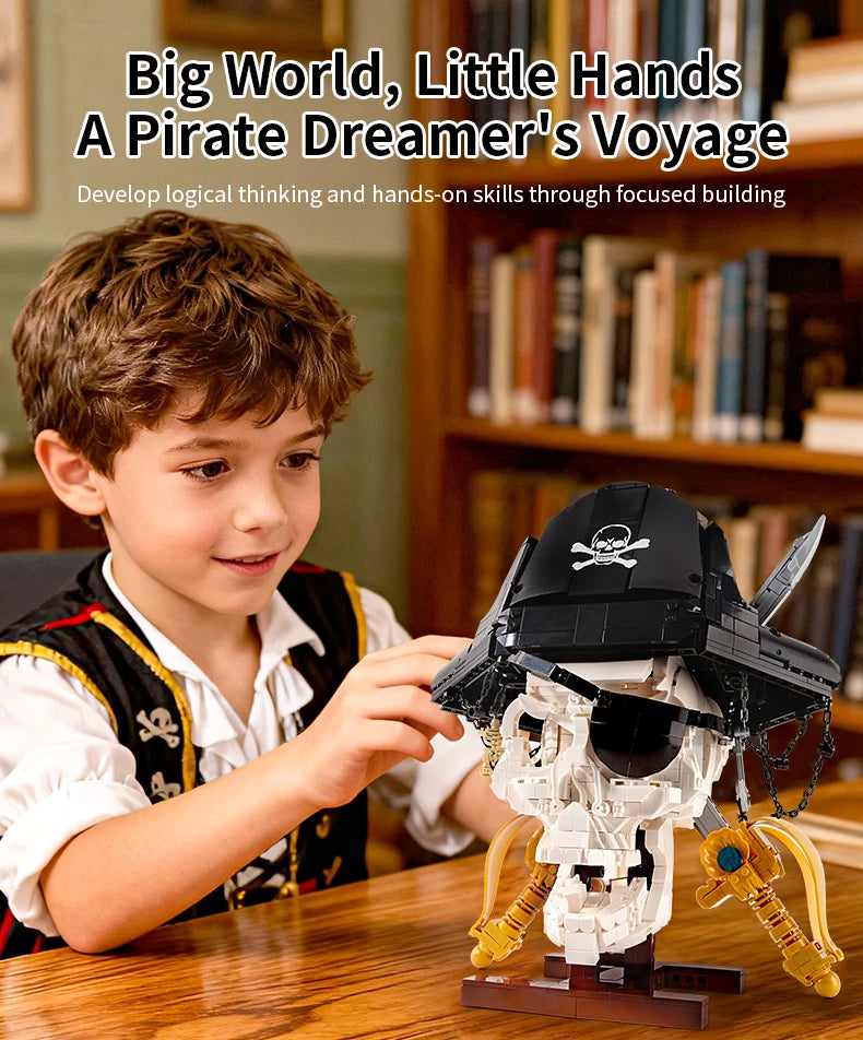 1167PCS Pirate Skull Double-Edged Cutlass Building Blocks Toys Home Decoration Ornaments Assembly Bricks Gifts For Kids Adults