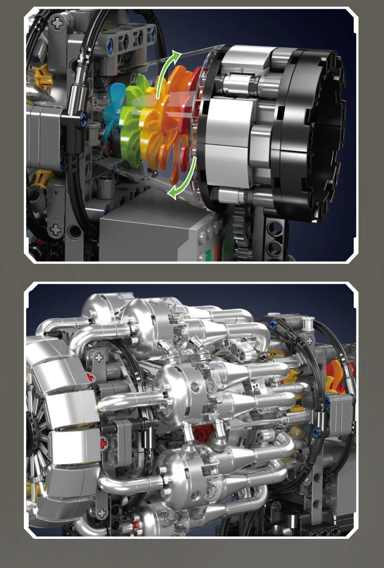 MOULD KING 10216 Turbojet Engine Building Blocks Kit 1214PCS Aviation Model STEM Rotating Turbine for Adults Advanced Builders