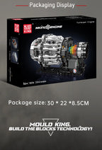 MOULD KING 10216 Turbojet Engine Building Blocks Kit 1214PCS Aviation Model STEM Rotating Turbine for Adults Advanced Builders
