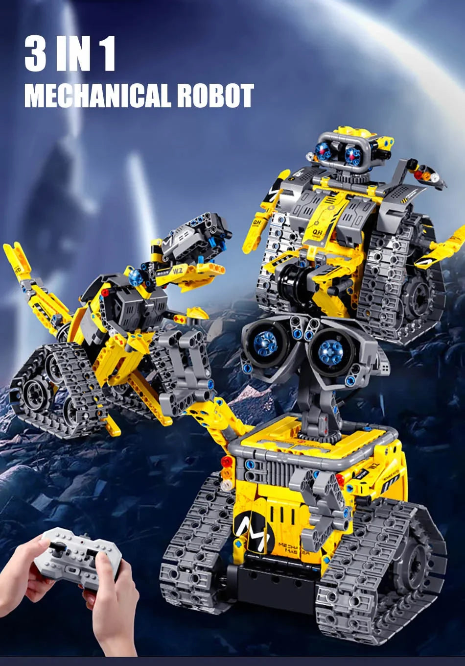 Technical 3 IN 1 City Engineering Car Excavator Bulldozer Transform RC Robot Model Building Blocks Bricks Toys For Children Gift