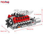 Mould King 10210 V12 Engine Model Kit DIY Mechanical Building Set STEM Educational Toy Mini Car Engine Replica