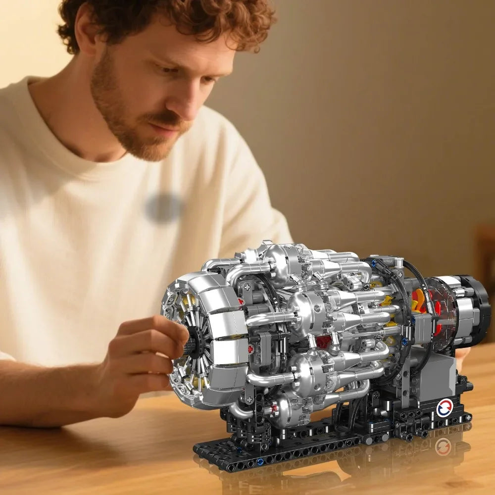 MOULD KING 10216 Turbojet Engine Building Blocks Kit 1214PCS Aviation Model STEM Rotating Turbine for Adults Advanced Builders
