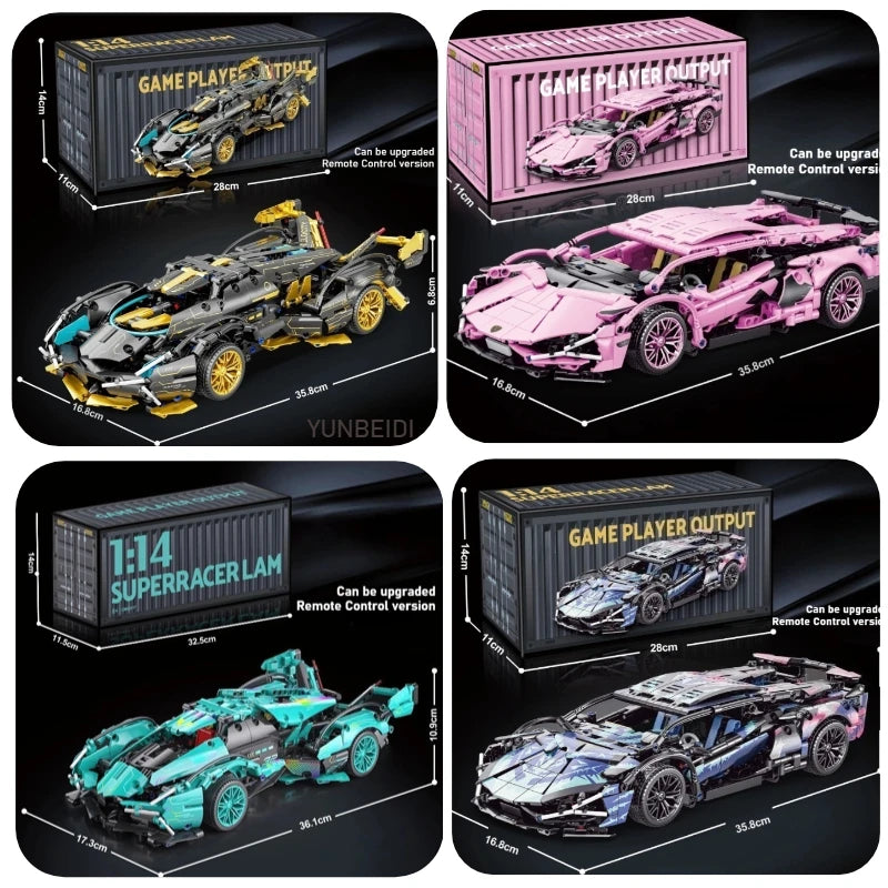 Carro de Corrida Tecnológico Blocos 1280 Peças - Modelo 1:14 | Blockz