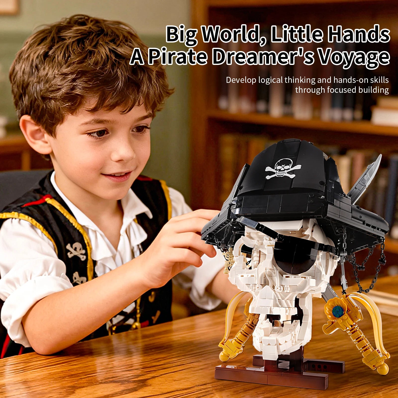 1167PCS Pirate Skull Double-Edged Cutlass Building Blocks Toys Home Decoration Ornaments Assembly Bricks Gifts For Kids Adults